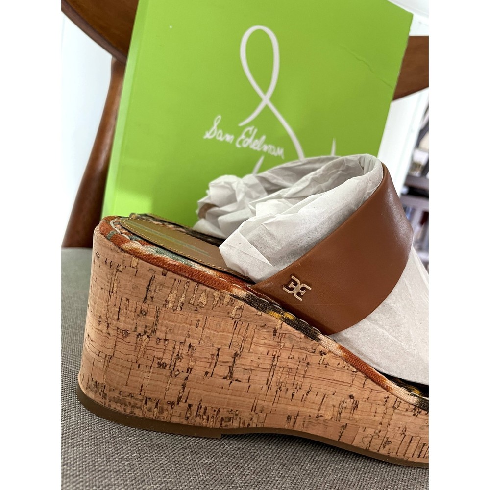 Sam Edelman Alissa Saddle Leather Cork Wedge Sandals size 9M NEW with box - Picture 11 of 12